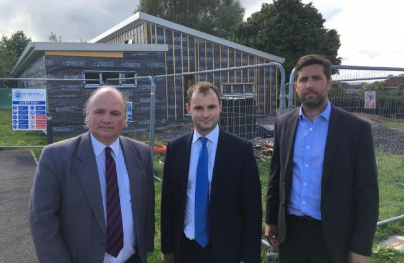 Local MP Luke Hall with Cllrs Matthew Riddle and Toby Savage