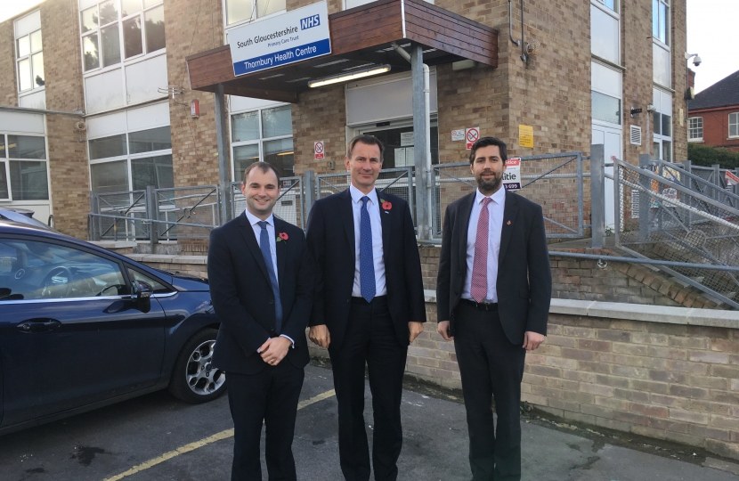 Luke Hall MP with Jeremy Hunt and Cllr Toby Savage