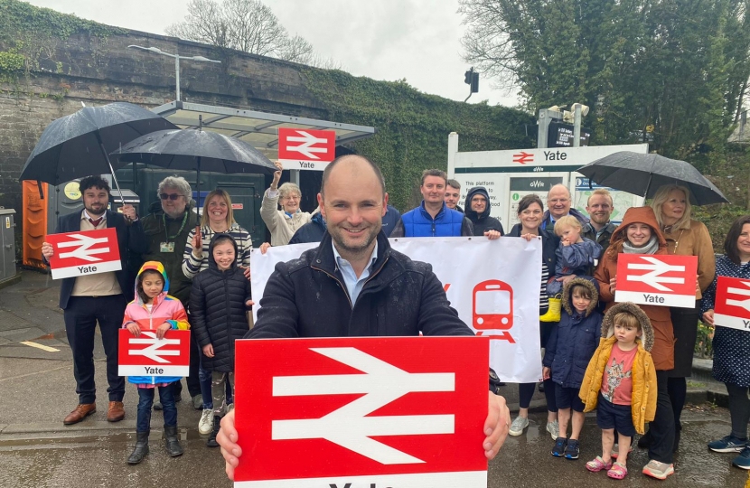 Luke at Yate Station with local campaigners