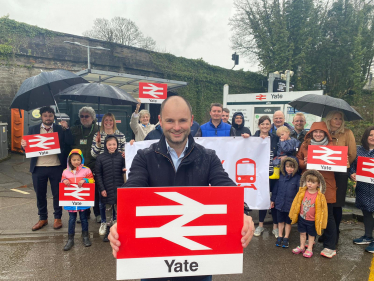 Luke at Yate Station with local campaigners